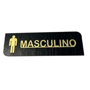 Imagem de 1 Placa Wc Acrílico Preto C/ Dourado Masculino - day.arte