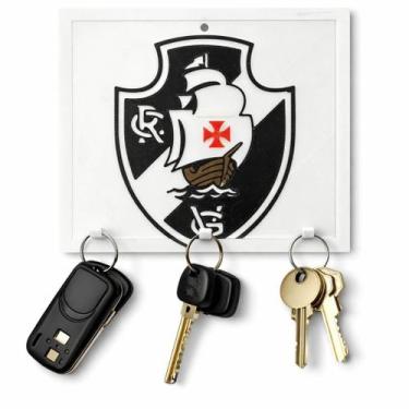 Imagem de Porta Chaves Vasco Decorativo Cruz Escudo Quadro Torcedor - Topmixshop