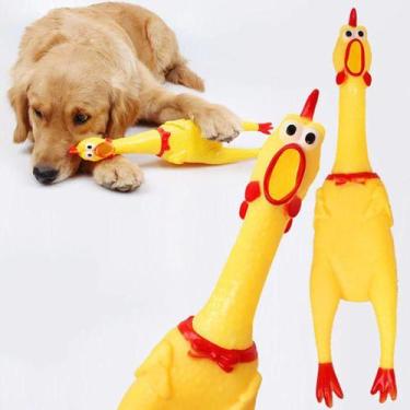 Imagem de Frango Galinha Galo Brinquedo Pet Cachorro Cães Gatos Borracha Mordedo