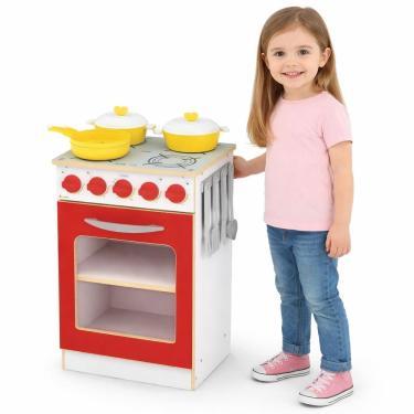 Imagem de Fogão Infantil Super Chef em MDF com Panelas Talheres Escumadeira e Frigideira Brinquedo Educativo Yeet