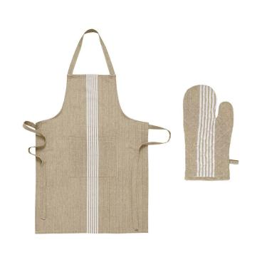 Imagem de Kit Avental e Luva Home Chef Taupe de Algodão Design Exclusivo para Cozinha Bege Copa & Cia