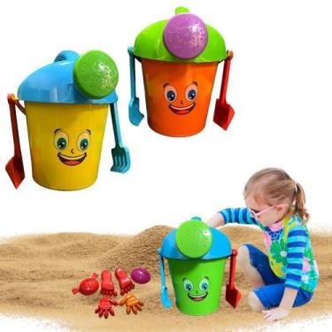 Imagem de Baldinho e regador + Acessórios brinquedo de praia didático kit praia 