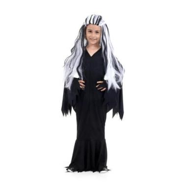 Imagem de Fantasia Mortícia Addams Infantil Vestido Preto Halloween - Sulamerica