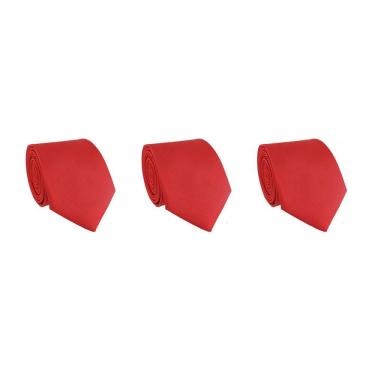 Imagem de Kit 3 Gravatas Social Masculina Slim Lisa Padrinho Casamento Noivo Trabalho Congresso Tons de Vermelho