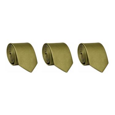 Imagem de Kit 3 Gravatas Social Masculina Slim Lisa Padrinho Casamento Noivo Trabalho Congresso Tons de Verde