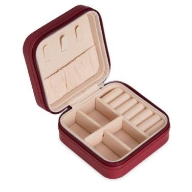 Imagem de Porta Jóias Portátil Viagem Estojo Couro Premium - Joy, Vinho