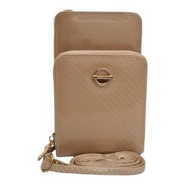 Imagem de Bolsa Carteira Feminina Transversal Verniz Textura Trançada Alça Tirac