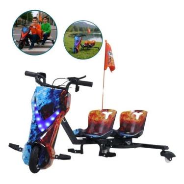 Imagem de Triciclo drift infantil 2 assentos 250w forte até 80kg bw388 cor:azul 