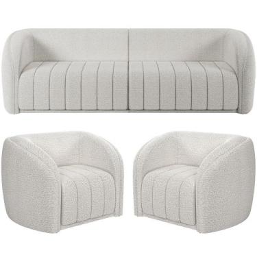Imagem de Kit Sofá 5 Lugares Para Sala 332cm com 02 Poltronas Lazio M03 Bouclê B