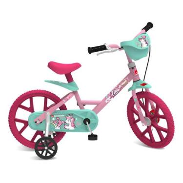 Imagem de Bicicleta Infantil Aro 14 Unicórnio Cestinha Bandeirante Cor Rosa 14