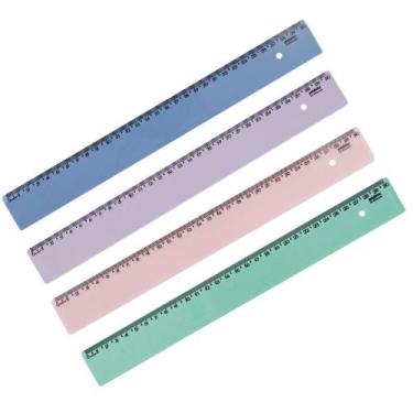 Imagem de Kit 04 Régua Escolar New Line 30cm Tons Pastel Colorida Maxcril - WALE