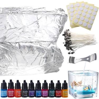 Imagem de Kit de Cera para Velas Sel Natural 2 kg Gel Transparente con 100 Mecha