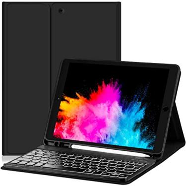Imagem de Capa Novo iPad 7a, 8a e 9a Geração com Teclado e Compart. para Pencil Preta