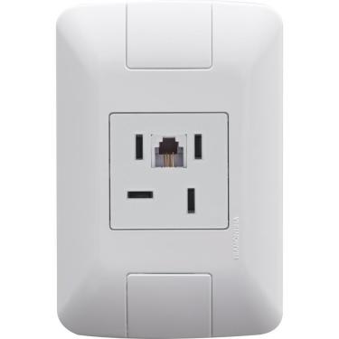 Imagem de Conj 4x2 1 Tomada Telefone 4p e Rj11 Tramontina Aria Branco