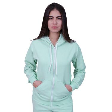 Imagem de Blusa Moletom Com Ziper Feminino Verde Agua