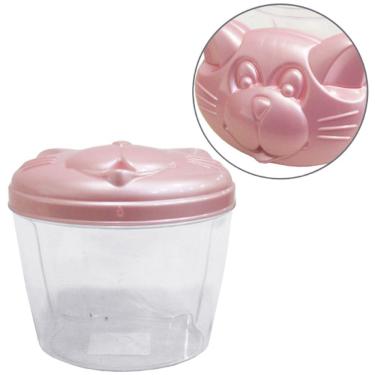 Imagem de Porta Algodão Cotonete Acrílico Gatinho Baby Rosa Perolado