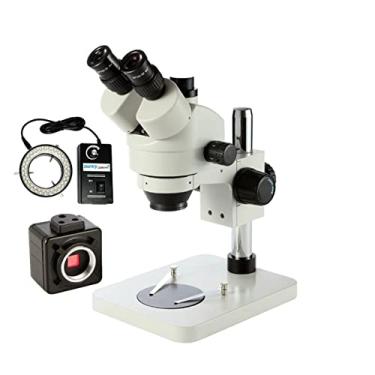 Imagem de Microscópio Adaptador 3,5X-180X Microscópio Trinocular Microscópio de Alumínio Zoom Contínuo Microscópio Conjunto Acessórios para Microscópio (Cor: 7X-45X A)
