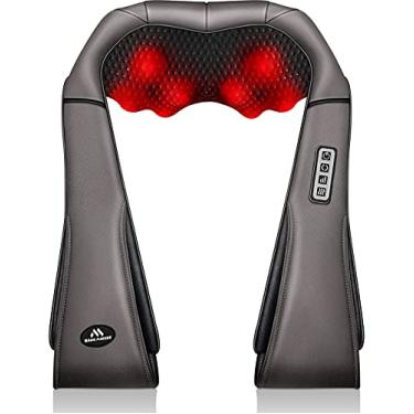 Imagem de MagicMakers Massageador de pescoço com presentes térmicos para mulheres, homens, pai, mãe, família, amigos, dia das mães, dia dos pais, Natal, massageador shiatsu para amassar as costas para ombro