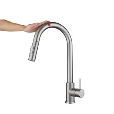 Imagem de Torneira de cozinha com sensor preto de indução inteligente, misturador de aço inoxidável, controle de toque, torneira de pia, 2 modos, água quente e fria, níquel, toque, china