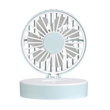 Imagem de HiXB Ventilador USB Desktop Mesa Ventilador silencioso Portátil com cordão Espelho 3 Velocidades de ajuste de modo, Verde