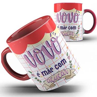 Imagem de Caneca vermelha xícara Vovó é mãe com açúcar