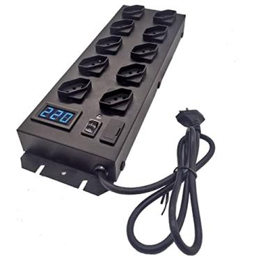 Imagem de Filtro de Linha com Voltímetro Digital 10 Tomadas Espaçadas 10A Bivolt Metálico Cabo 1 Metro Certificado Emplac F50850