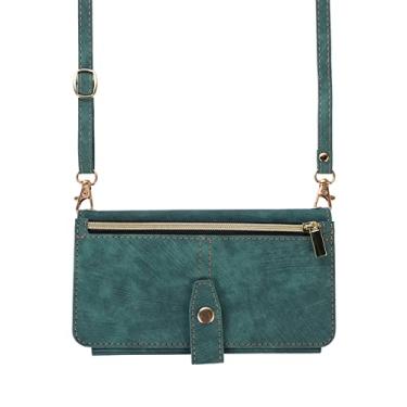 Imagem de Capa de telefone de carteira com zíper crossbody para iPhone 13 12 11 Pro Max Mini X XS X 8 7 Plus SE 2 3 Porta-cartões Cordão Capa de Couro, Verde, Para iPhone Xs Max