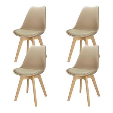 Imagem de Kit 4 Cadeiras Charles Eames Leda Luisa Saarinen Design Wood Estofada