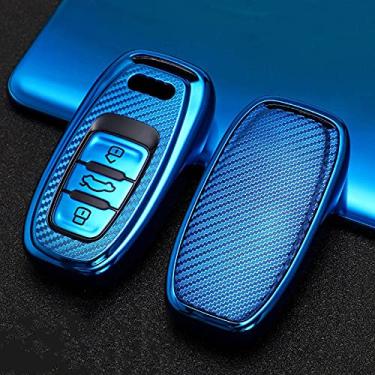 Imagem de CSHU TPU Car Key Case Cover Chaveiro Ring Key Bag, apto para Audi A4 A4L A5 A6 A6L Q5 S5 S7, Azul