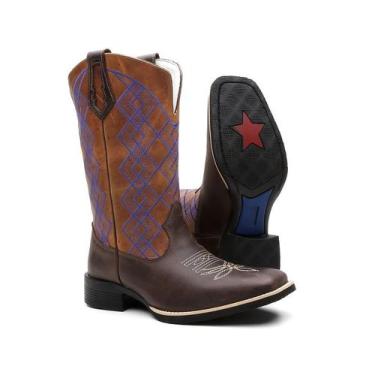 Imagem de Bota Texana Masculina Xadrex Azul - Turuna Boots