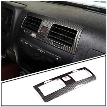 Imagem de PIUGILH Adesivos de decoração de saída de ar do painel lateral para Hummer H3 2005 20016 2007 2008 2009, estrutura de ventilação de ar do console central lateral (padrão de fibra de carbono)