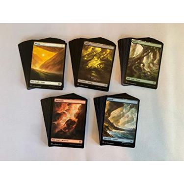 Imagem de MTG Decks & More - 100 Terras Básicas de Arte Completa - Magic The Gathering - 20 Pântano, Montanha, Floresta, Planícies, Ilha