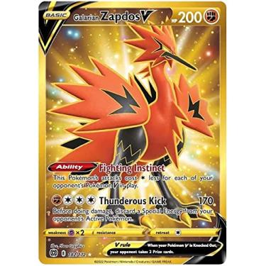 Imagem de Pokemon - Galarian Zapdos V - 182/172 - Cartão Colecionável - Espada e Escudo: Estrelas Brilhantes - Raro Secreto