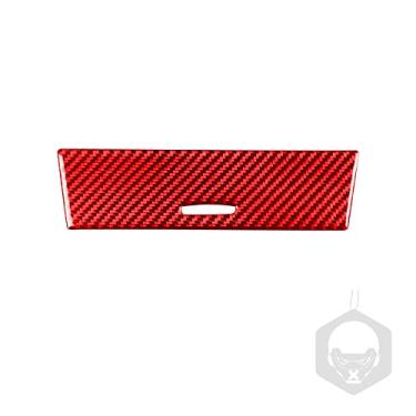 Imagem de Capa de caixa de armazenamento central vermelha fibra de carbono painel interior moldura decalque adesivo de acabamento compatível com BMW Série 6 E63 E64 2004-2010