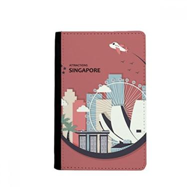 Imagem de Porta-passaporte com a bandeira de Singapura em forma de lua Notecase Burse capa carteira porta-cartão, Multicolor