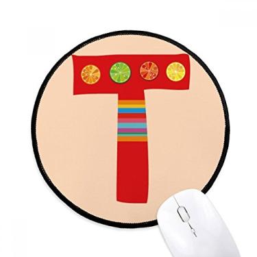 Imagem de T Alfabeto Laranja Frutas Padrão Bonito Mouse Pad Desktop Escritório Tapete Redondo para Computador