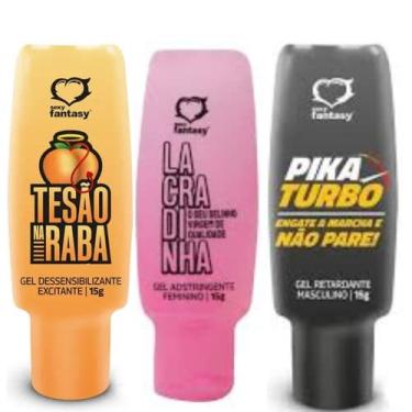 Imagem de Kit 3 Gel Lubrificante Casal Esquenta Beijável Dessensibiliza Redutor Feminino Massageador Kamin