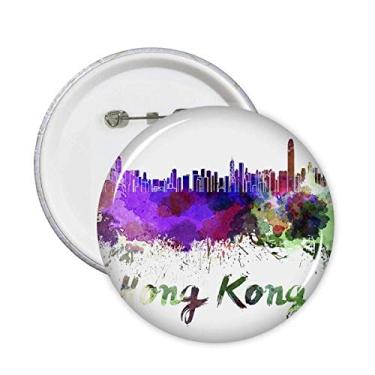 Imagem de Hong Kong China City Alfinetes de aquarela com emblema de botão para decoração 5 peças