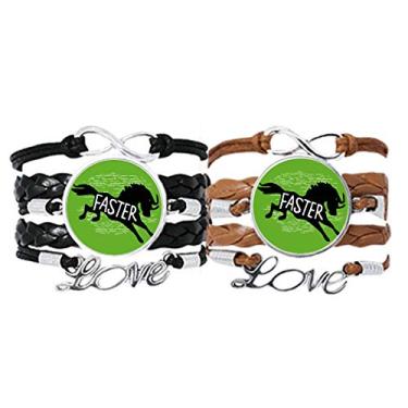 Imagem de DIYthinker Pulseira natural de cavalo preto com contorno de animal alça de mão pulseira de corda de couro conjunto duplo presente, Não se candidatar