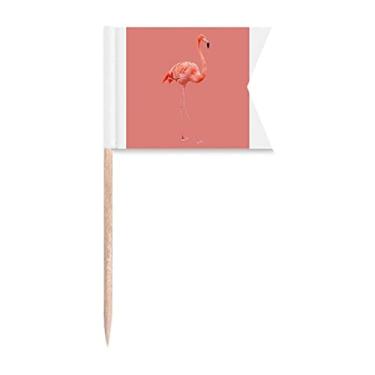 Imagem de Bandeiras de palito de dente modernas com corpo vermelho flamingo para marcação de rotulagem para bolo de festa prato de queijo