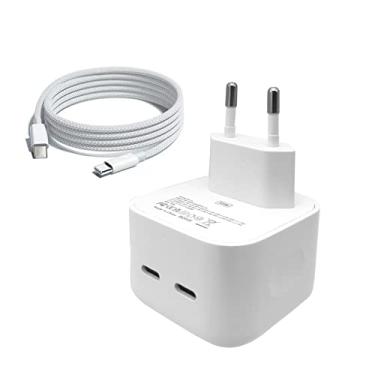 Imagem de Carregador Turbo Ultra Rápido 35W PD com Cabo Rápido USB C Tipo C para USB C Tipo C Carregador Celular com 2 Portas Para iPad iPhone 14/14 Max/14 Pro/13/13 Pro Max/12/12 Pro/12 Pro Max/11/11 Pro