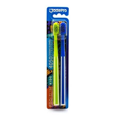 Imagem de Escova de Dente Infantil Pro Slim Kids 4050 Cerdas Ultra finas kit 2un JadePro (Verde/Azul)