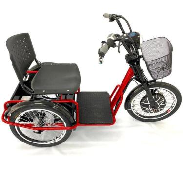 Imagem de Triciclo Elétrico 800W Ré Farol e Alarme Fox Vermelho com Cestinha