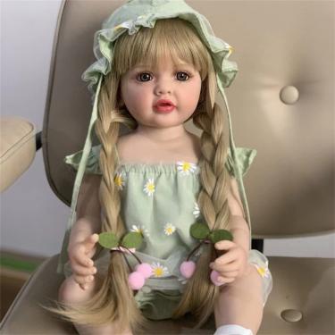 Imagem de KEGUOF Bebe Reborn Realista Menina,bebê Reborn De Silicone Original,longos Cabelos Castanhos Cabelo Feito De Mohair Feito à Mão De Vinil Silicone Sólido Bebe Reborn Realista Recem Nascido,Natural