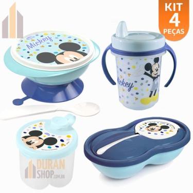 Imagem de Kit Baby Mickey Tigela Com Ventosa Dosador Pote Papinha Caneca Disney