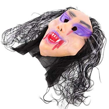 Imagem de KESYOO Máscara de Bruxa de Halloween Máscara de Cabeça de Monstro, Capa de Cara Sangrenta de Terror Cosplay Fantasia de Casa Assombrada Adereços de Festa de Halloween