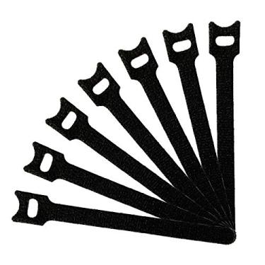 Imagem de 50 peças de abraçadeiras de fixação reutilizáveis, organizador de cabos, abraçadeiras ajustáveis de 15 cm premium, tiras de gerenciamento de cabos de pano de microfibra, preto