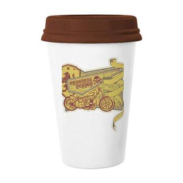 Imagem de Graffiti Street Culture Caneca amarela com estampa de motocicleta, copo de cerâmica para café