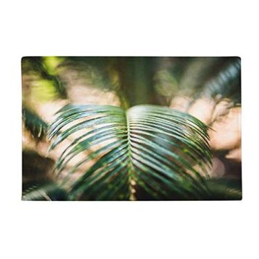 Imagem de DIYthinker Tapete de porta de banheiro com estampa de folhas verdes