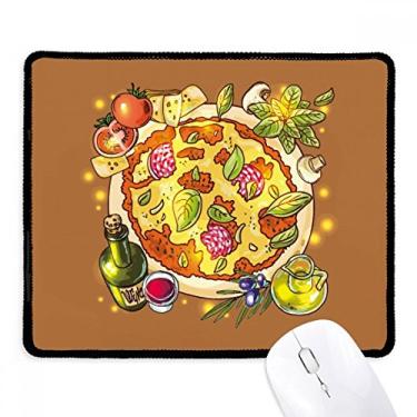 Imagem de Vegetable Pizza Italy Foods Chá Mousepad Antiderrapante Jogo Escritório Preto Bordas Costuradas Presente